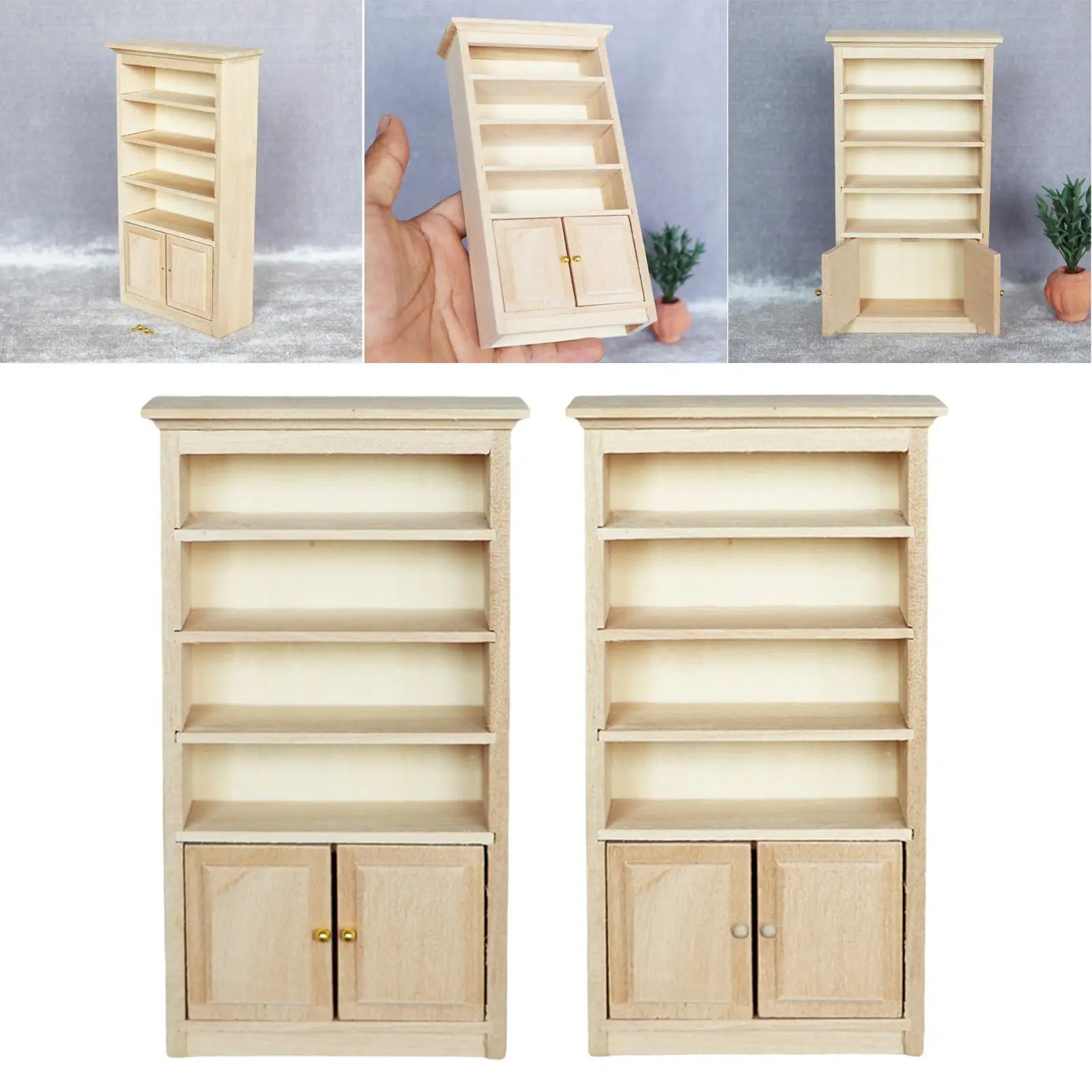 2Pcs Mini Doll House Bookcase Cabinet Model Living Room Furniture Supplies Decoration