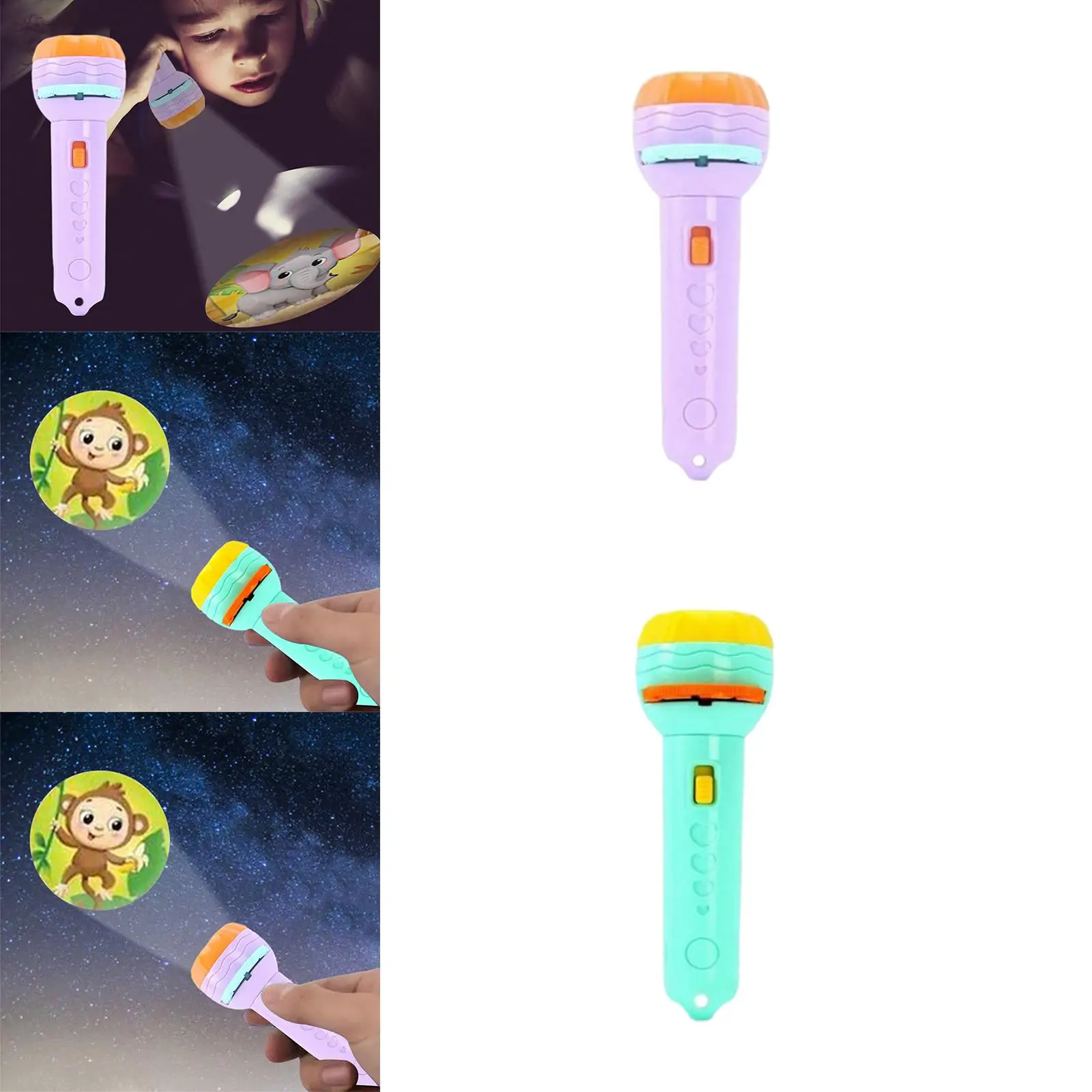 2pcs Projector Flashlight Torches 24 Patterns Luminous for Baby Kids