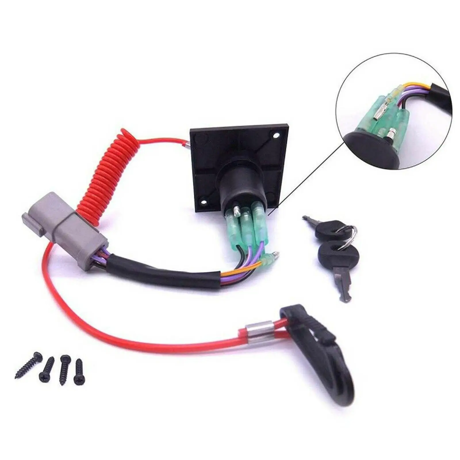 Outboard Single Engine Ignition Key Switch Panel Fit for Johnson Evinrude Outboard Engine Boat with Stop Switch Lanyard Assy