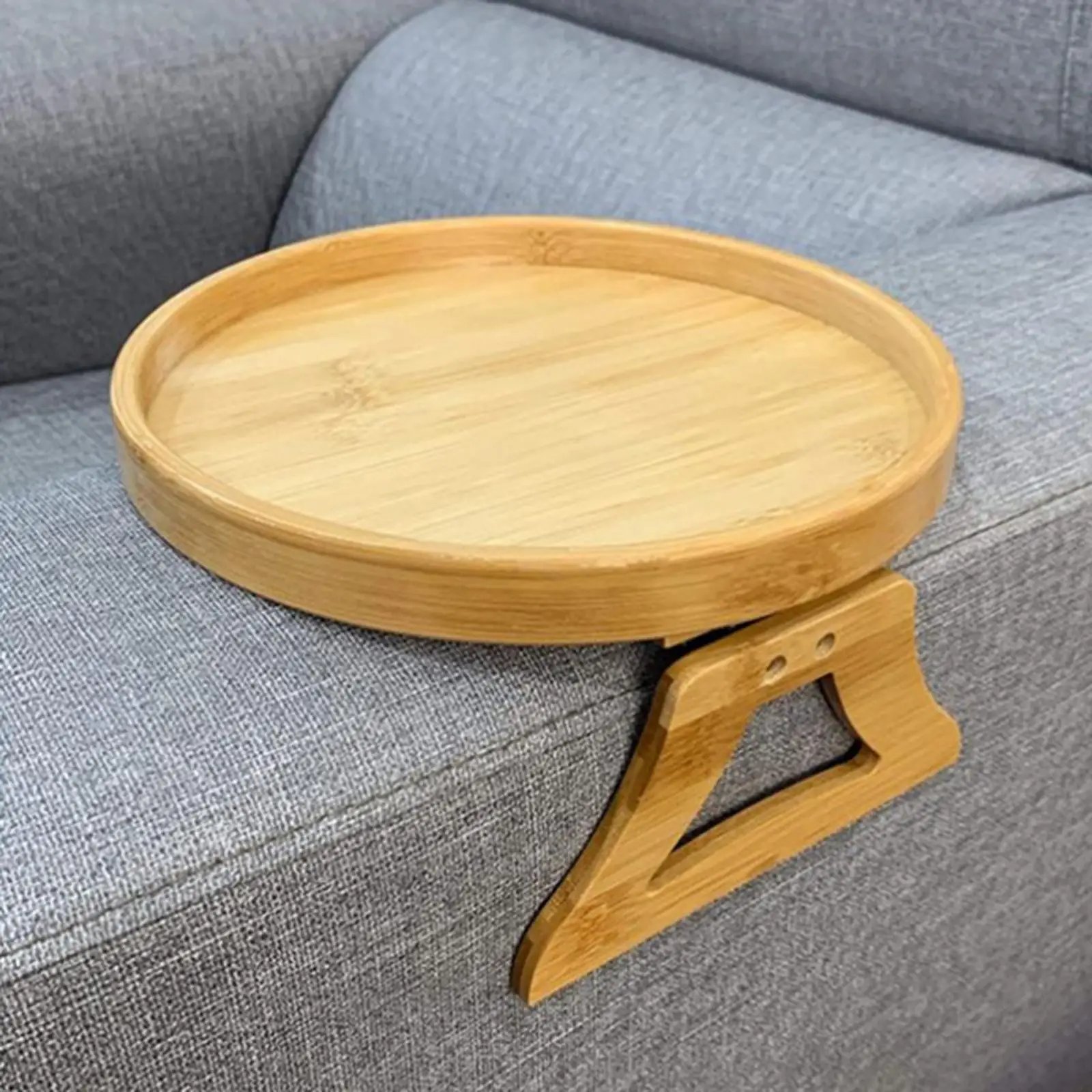 Rround Sofa Armrest Clip-on Tray, Unique Wooden Tableware Plates Side Tables, Platter for Remote Coffee Fruit Dessert
