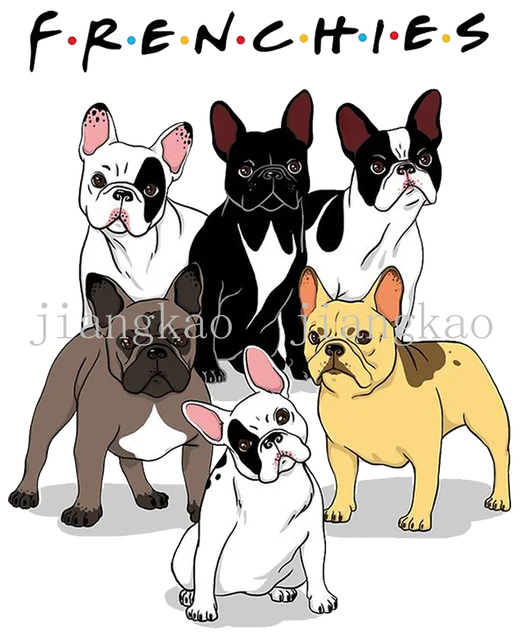 ESH7 Christmas French Bulldog Style Decorative Patch Painting Thermal Heat  Transfer A-Level Washable Stickers for Clothes T-Shirt Jacket Jeans Pants