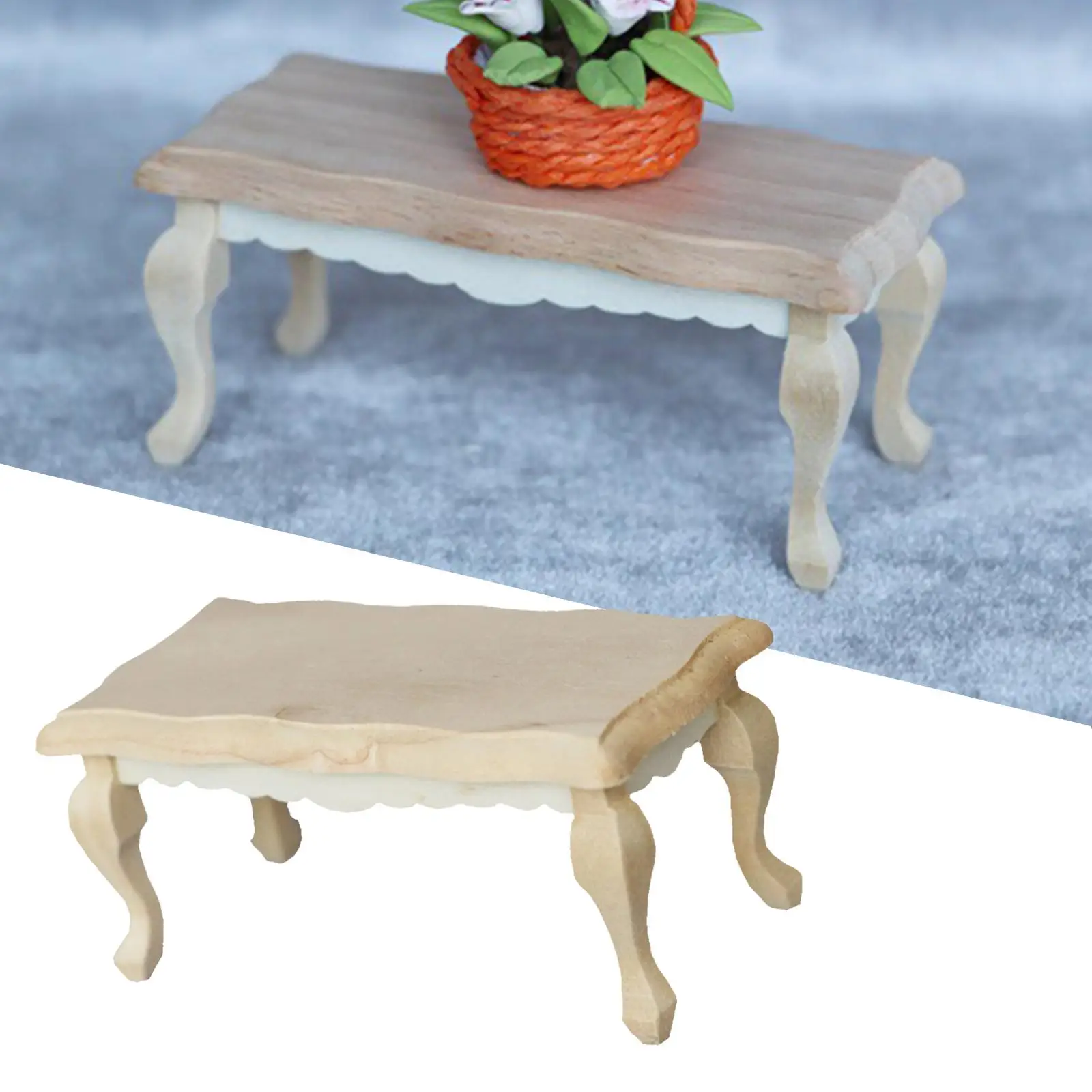 1/12 Dollhouse Table Mini Coffee Table Doll House Decor Wood for Children