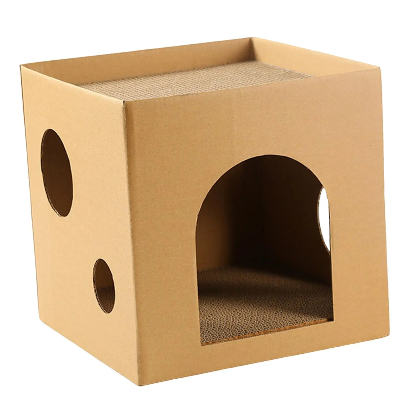 Cat Scratching Cardboard House Play House Hideaway Scratcher Bed Interactive Castle Training Toy Funny for Furniture Protector