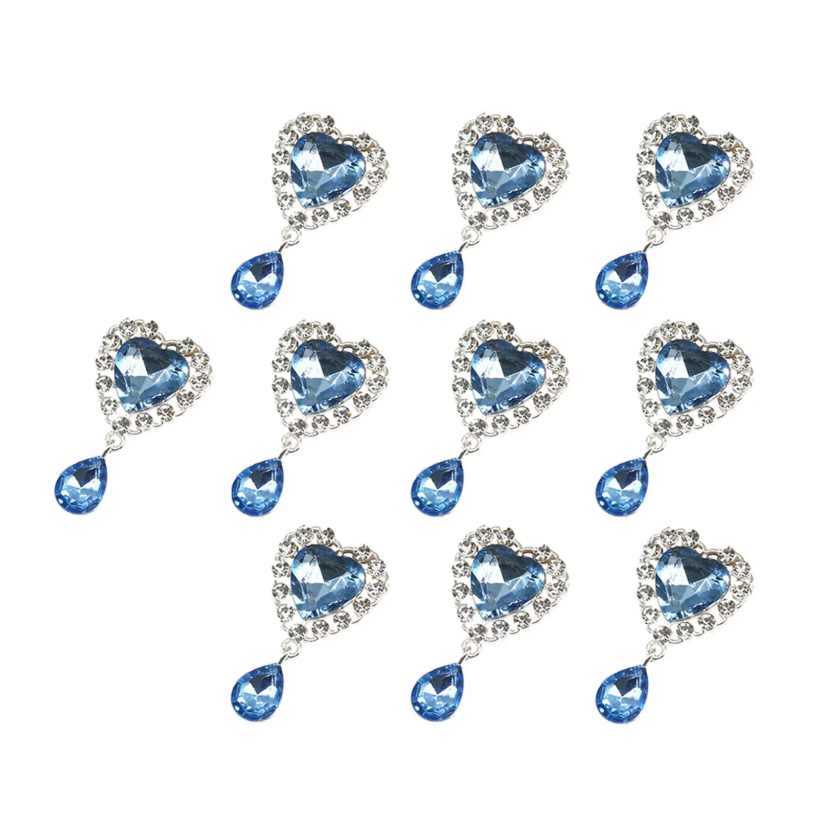 10Pcs Heart Rhinestone Buttons Heart Pendant for DIY Wedding Jewelry Making