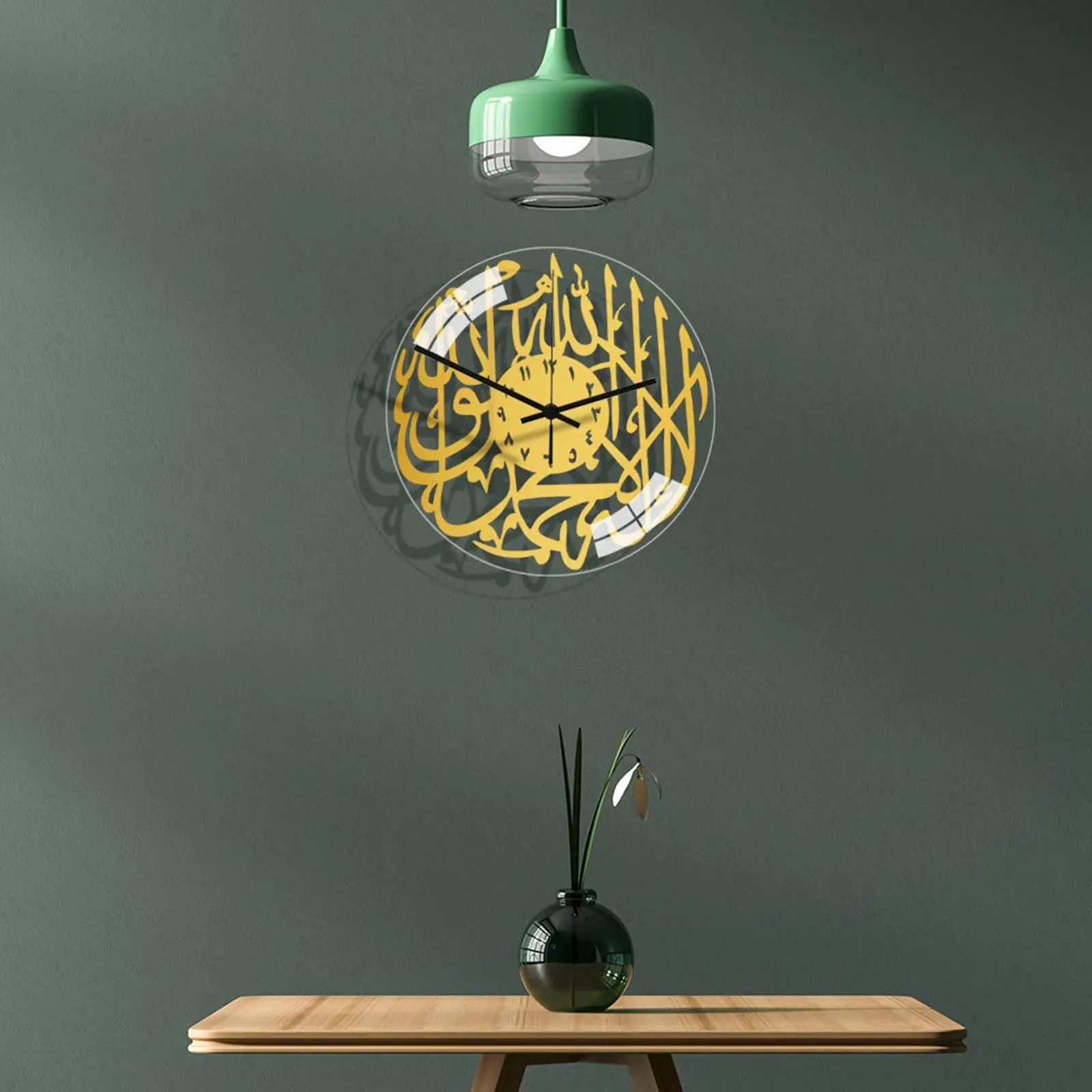 Acrylic Islamic Wall Clock, Quartz Battery Operated Living Room Kids Room