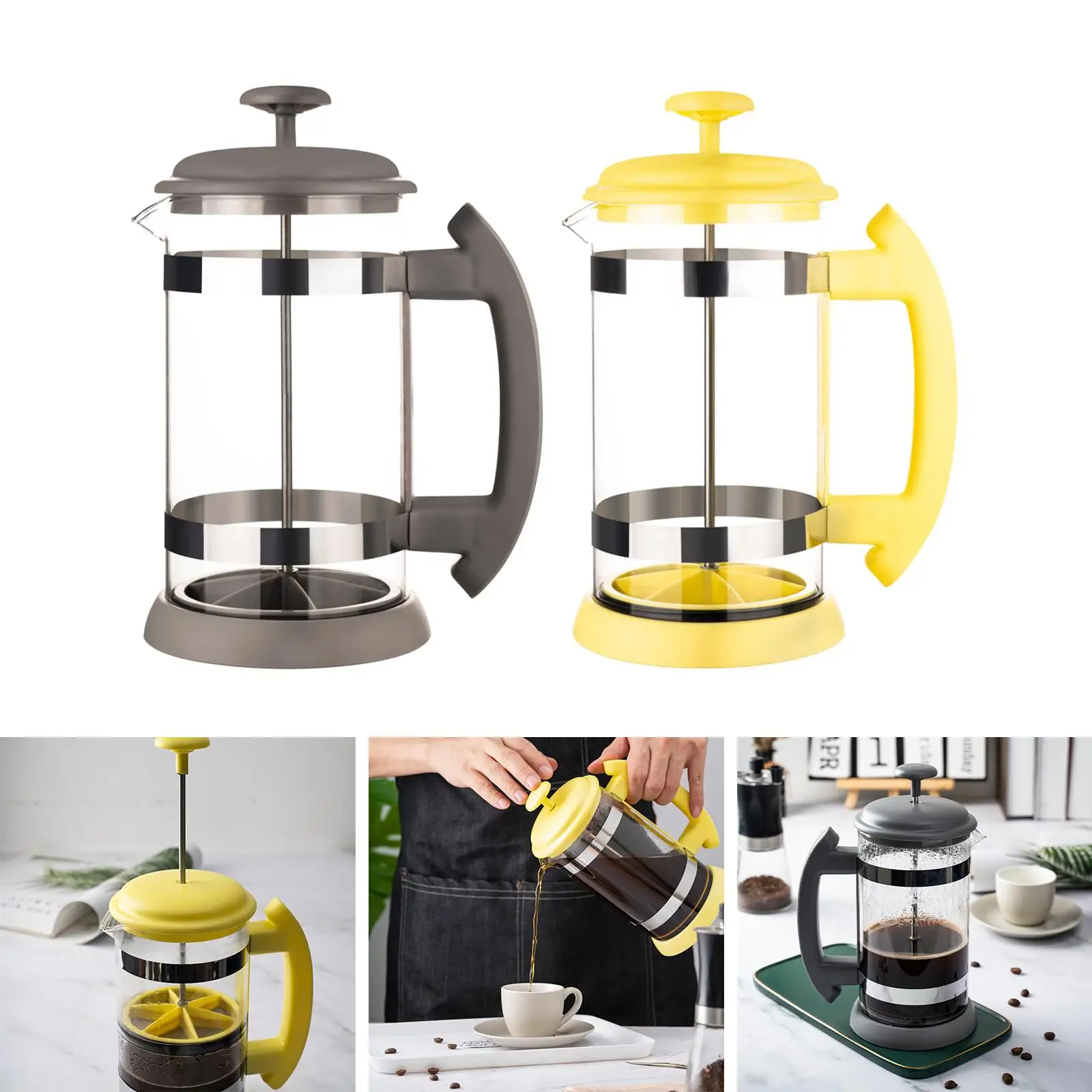 French Press Coffee Maker Heat Resistant 1000ml Coffee Kettle Camping Home