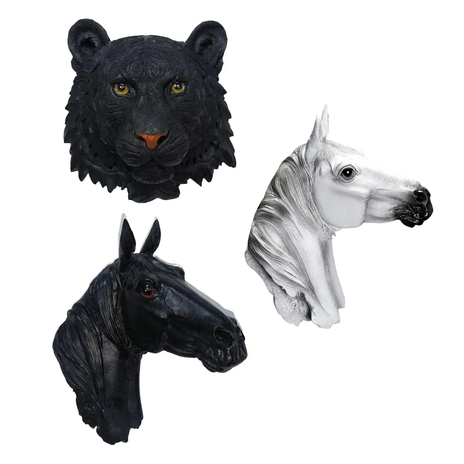 Animal Head Statue Sculpture Creative Realistic Artwork Ornament Crafts for Living Room Dining Room Bedroom Decor Collection