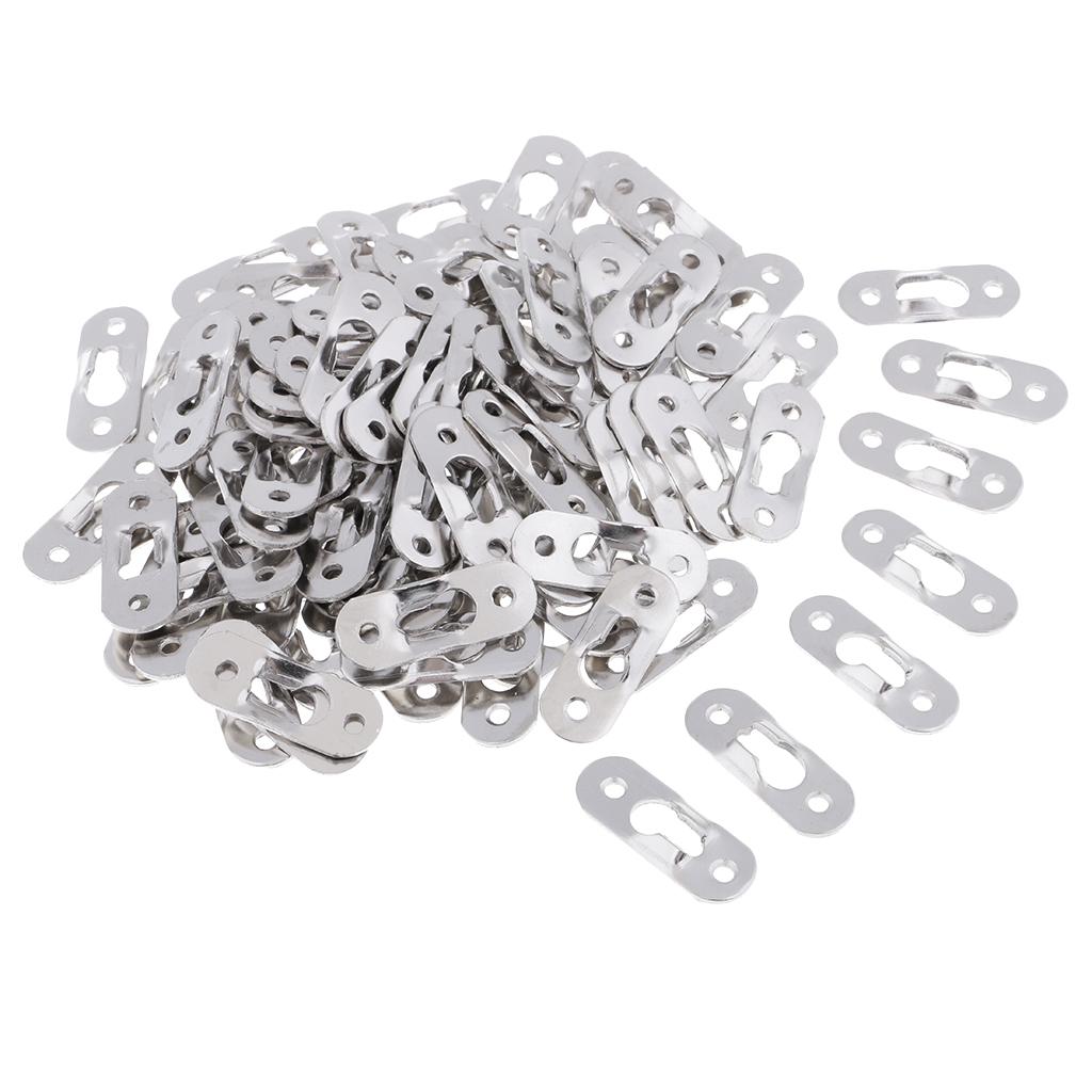 Description Picture 6 of item100 Pieces Sliver Plated Metal Keyhole Picture Hanger Fasteners Hooks Silver Furnniture Hardware 37 x 13.5 mm for Hard Walls