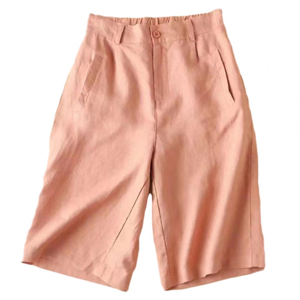 Breathable Cotton Linen Shorts Japanese Retro High Waist Wide Leg