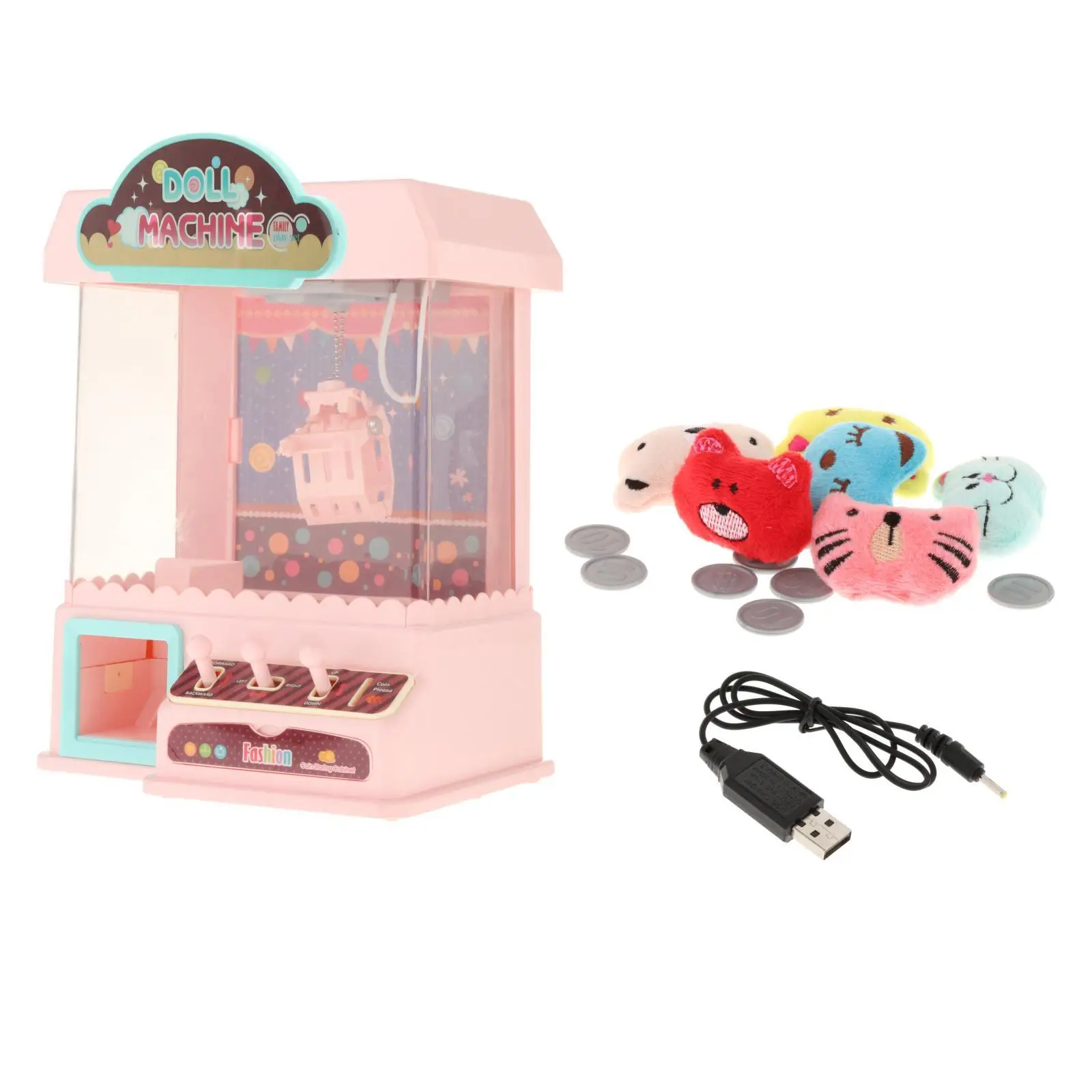 Rechargeable Claw Machine with 6 Dolls Vending Grabber Machine for Children