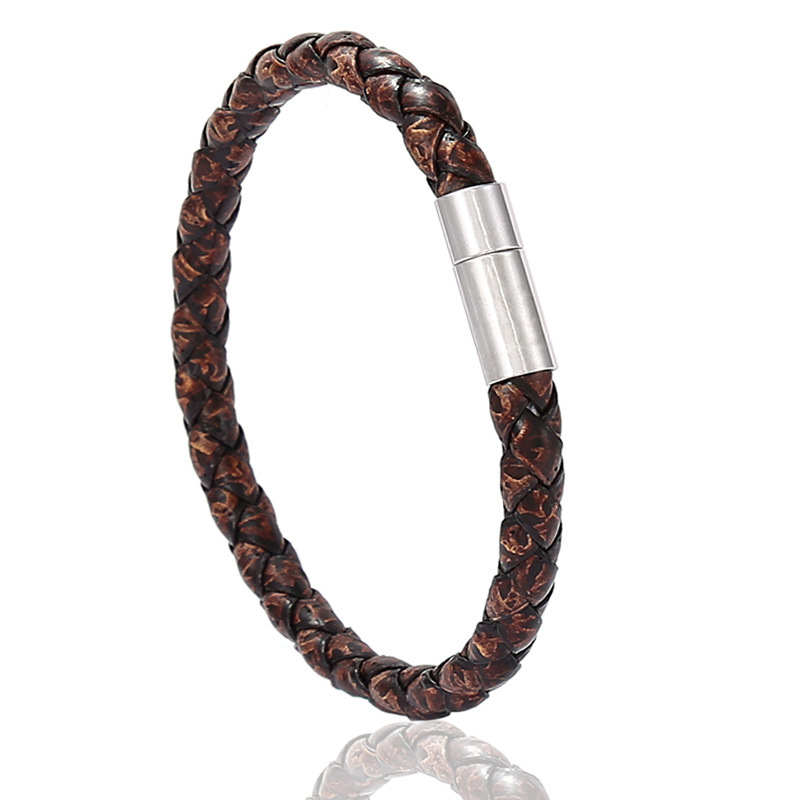Talarurus Men’s Brown Leather Single Wrap Bracelet