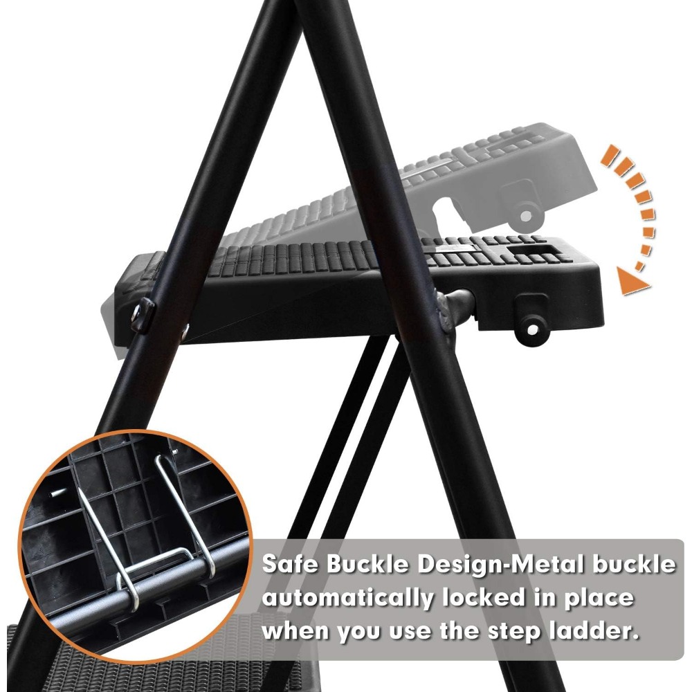 Title 3, 3 Step Ladder, Folding Step Stool with Wide Ant...