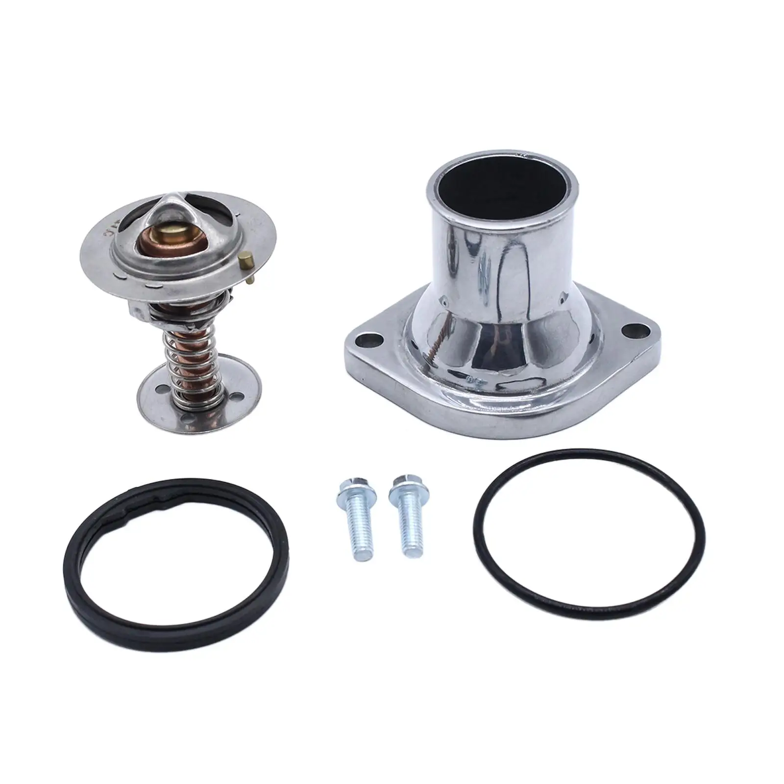Water Neck & Thermostat Kit W/ Bolts O-Rings LS Chrome Engine Thermostat Housings for Chevy Components Engine Cooling