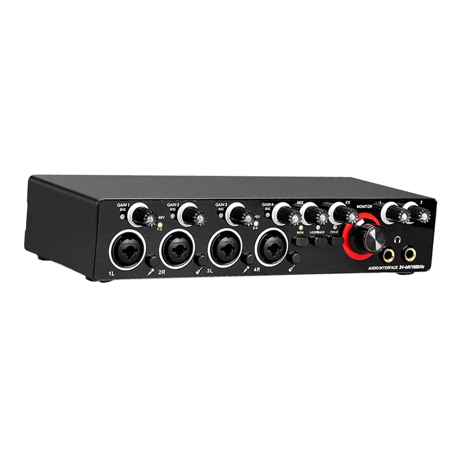 External Sound Card Audio Equipment 4 Way USB Audio Interface for Recording Music K Songs Live Streaming Gaming Voice Chatting