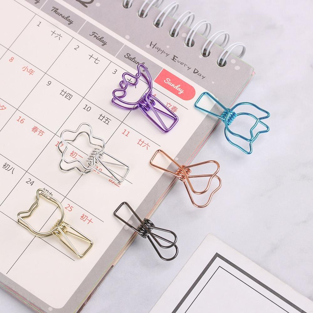Hollowed Out Metal Binder Clips - 6PC Office Paper Organizer Set