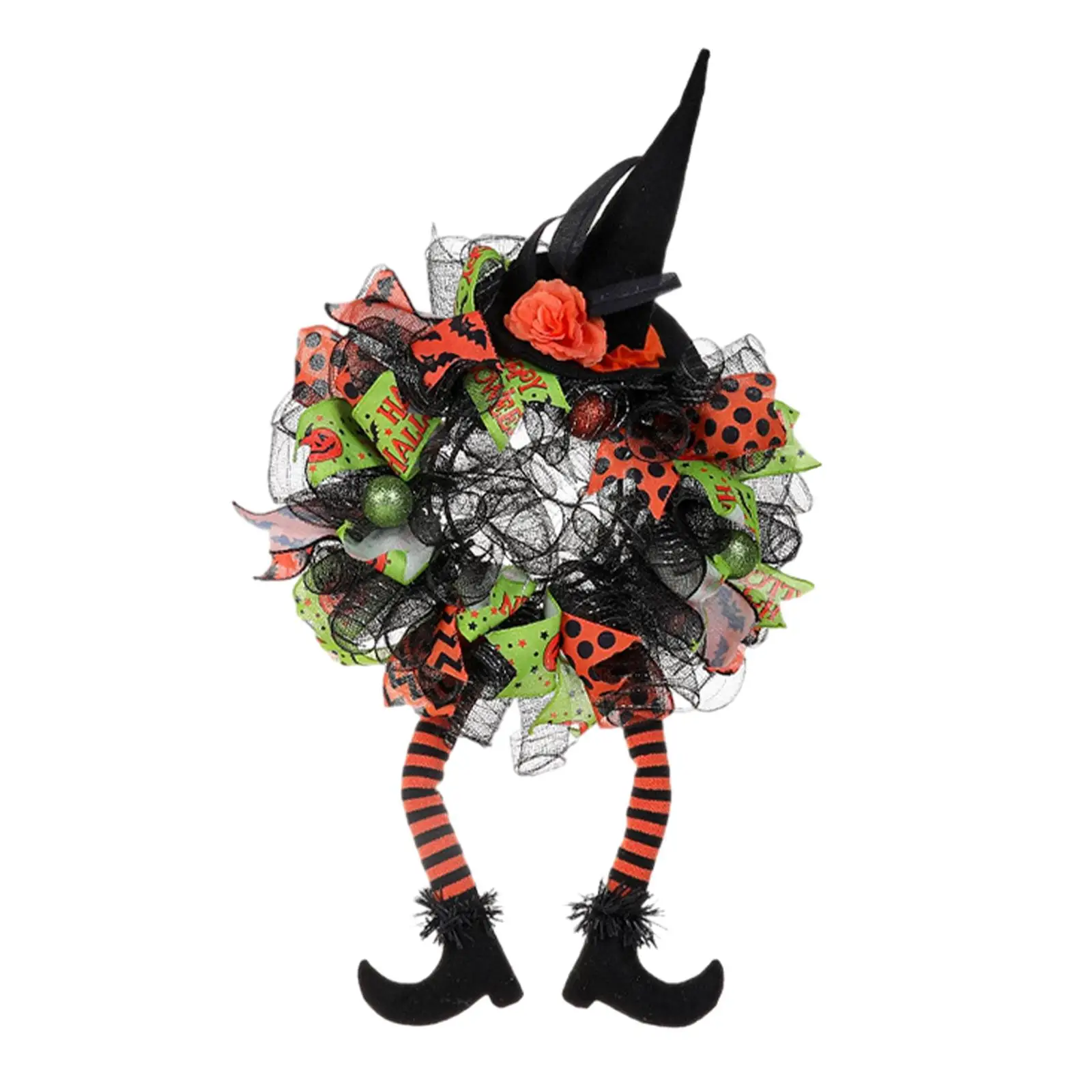 Garland Handmade 29.53x15.75 inch with Witch Hat and Legs Door Wreath Artificial Wreath for Window Festival Door Party Halloween