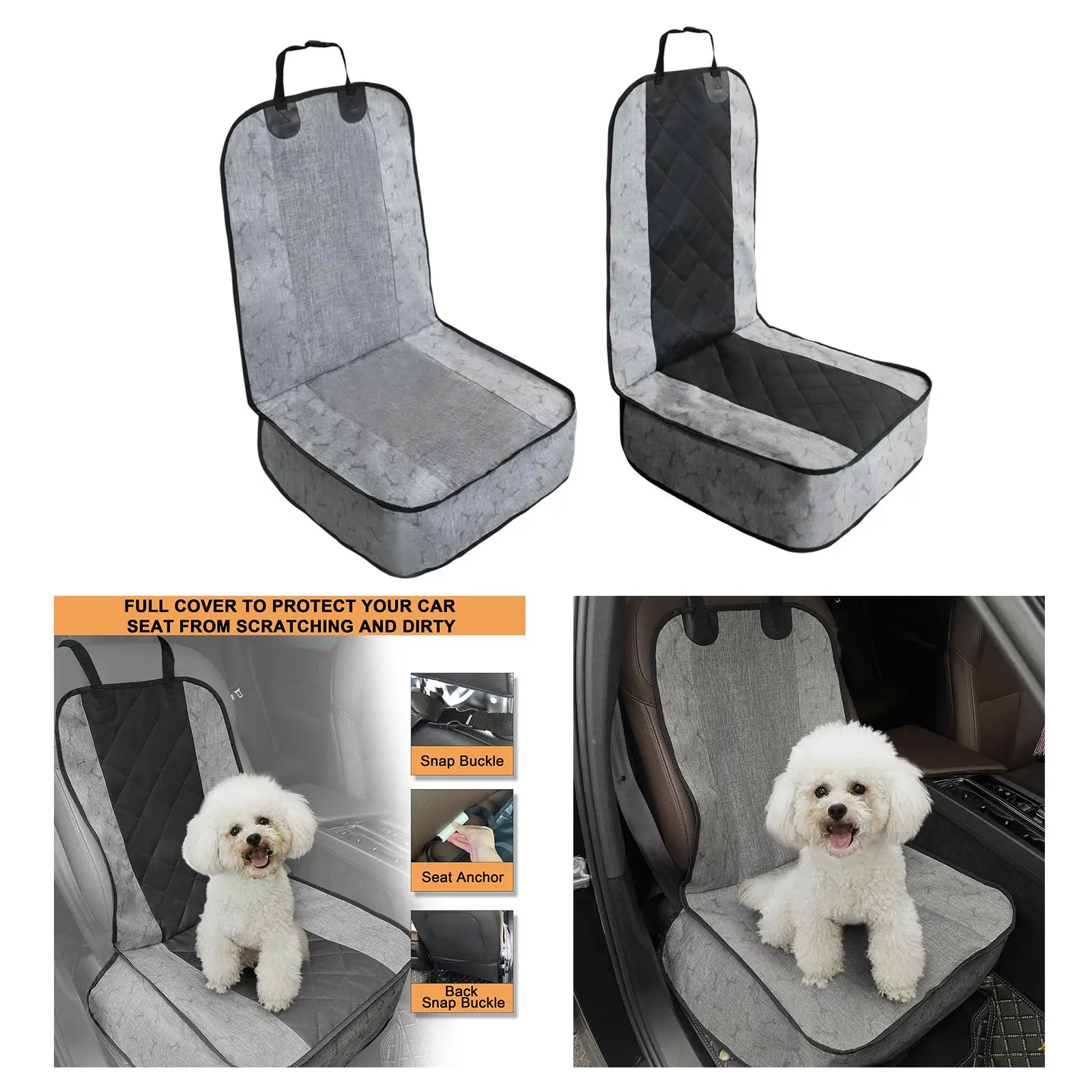 Dog Front Bench Car Seat Cover Quilted Front Seat Cushion Copilot Anti Dirty Protector for Small Medium and Large Dogs