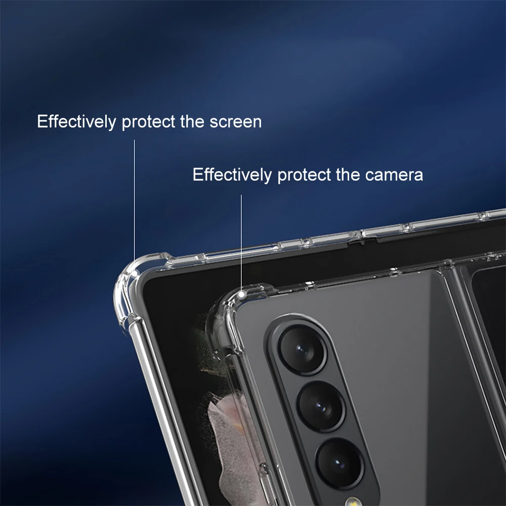 Foldable Case For Samsung Galaxy Z Fold4 Case Flip4 3 5G Cover Reinforced Corner Shockproof Soft TPU Bumper Clear Hard Back Skin motorola g50 case