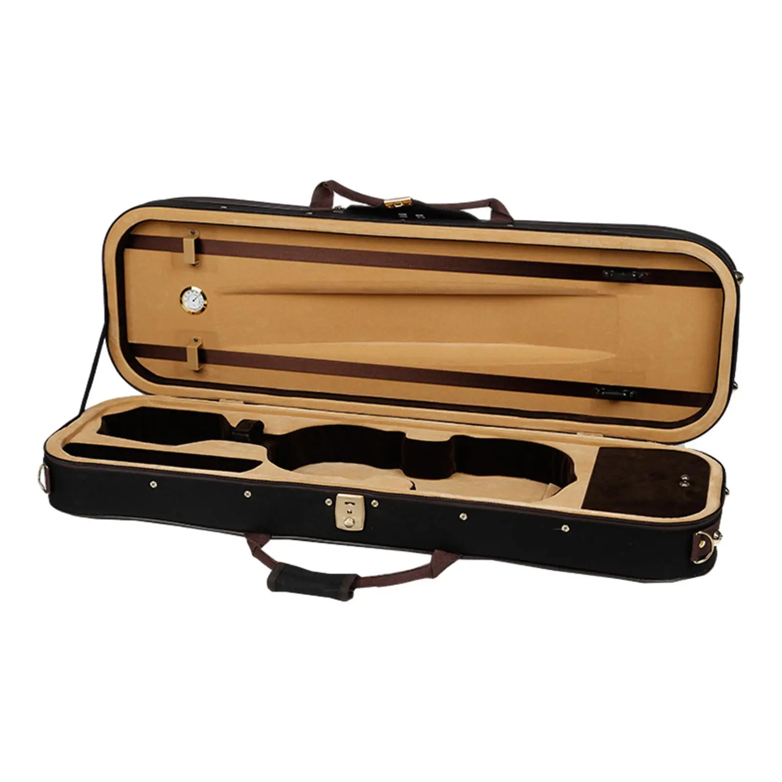 Violin Case Lightweight Portable with Hygrometer Oblong Violin Hard Bag