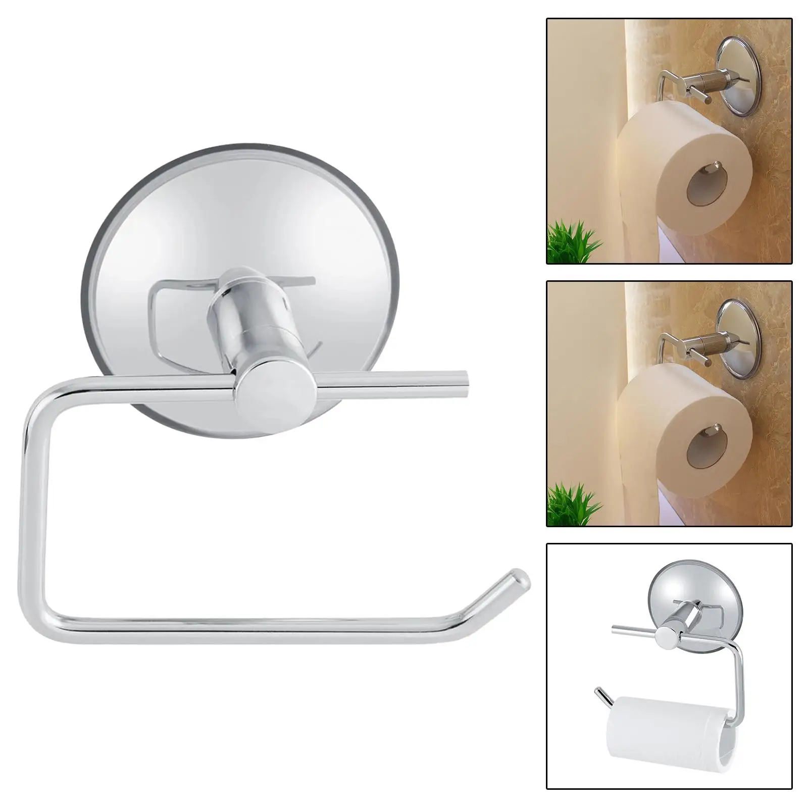 Adhesive Bathroom Tissue Roll Hanger Removable Bracket Wall Mount Suction Cup Paper Holder for Balcony Hotel Bedroom Kitchen