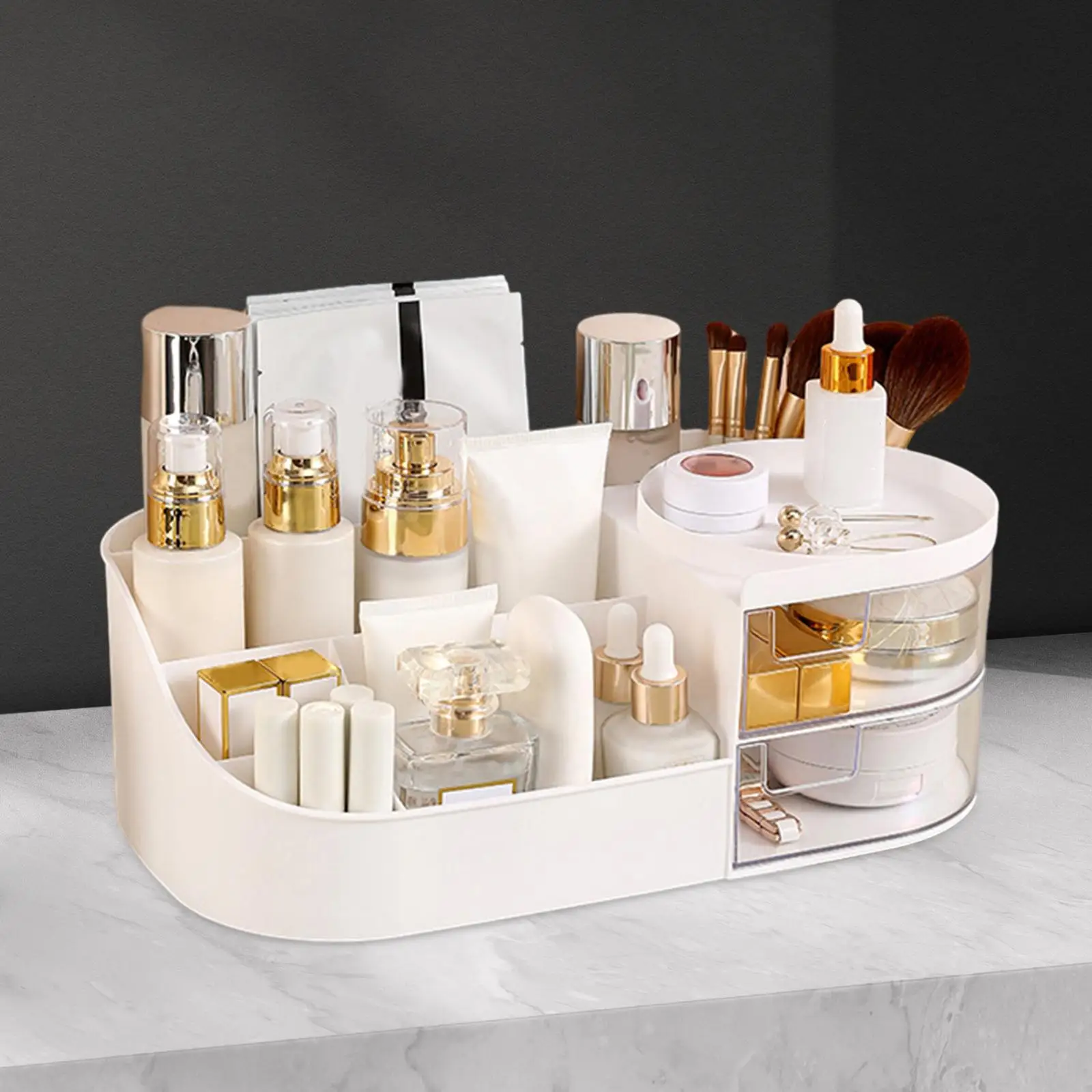 Makeup Holder Multifunctional Vanity Desk Organizer Cosmetic Storage Unit Dresser Container for Vanity Home Bedroom Office Gift