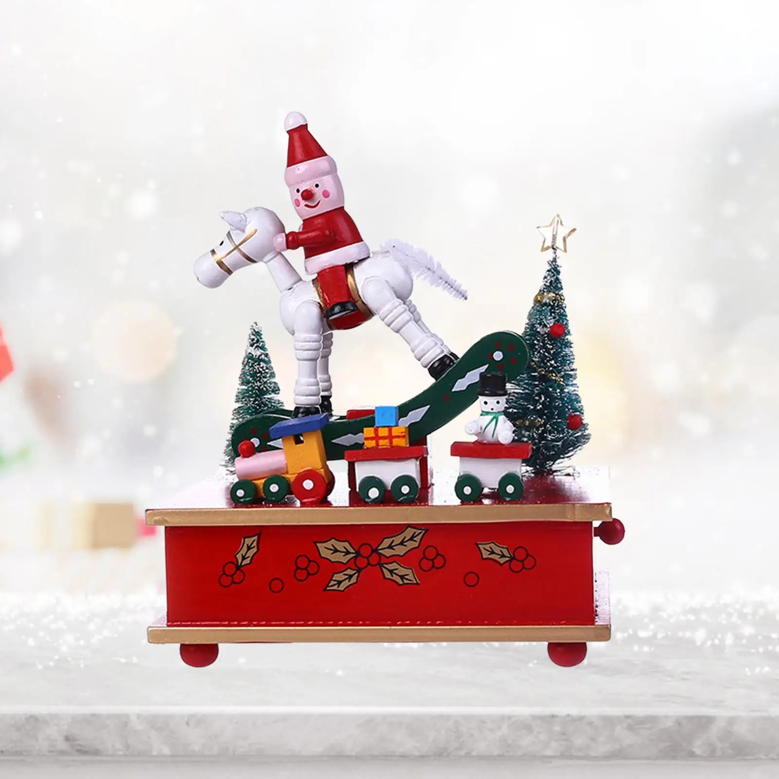 Xmas Music Box Crafts Christmas Statue Home Decoration Accessories Table Centerpiece for Party Holiday Shelf Living Room Office