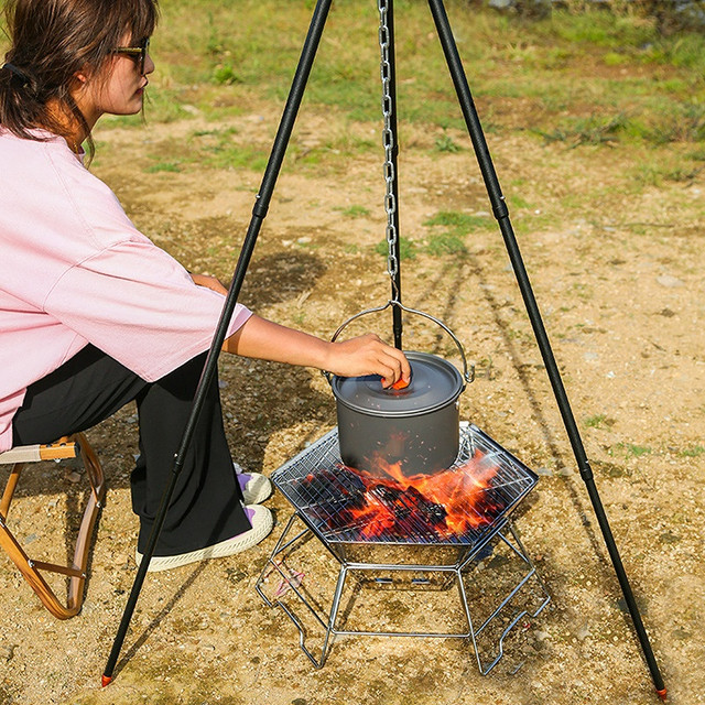 Fire Pit Tripod Adjustable Hanging Grill  Outdoor Fire Pit Grill - Outdoor  Bbq Fire - Aliexpress