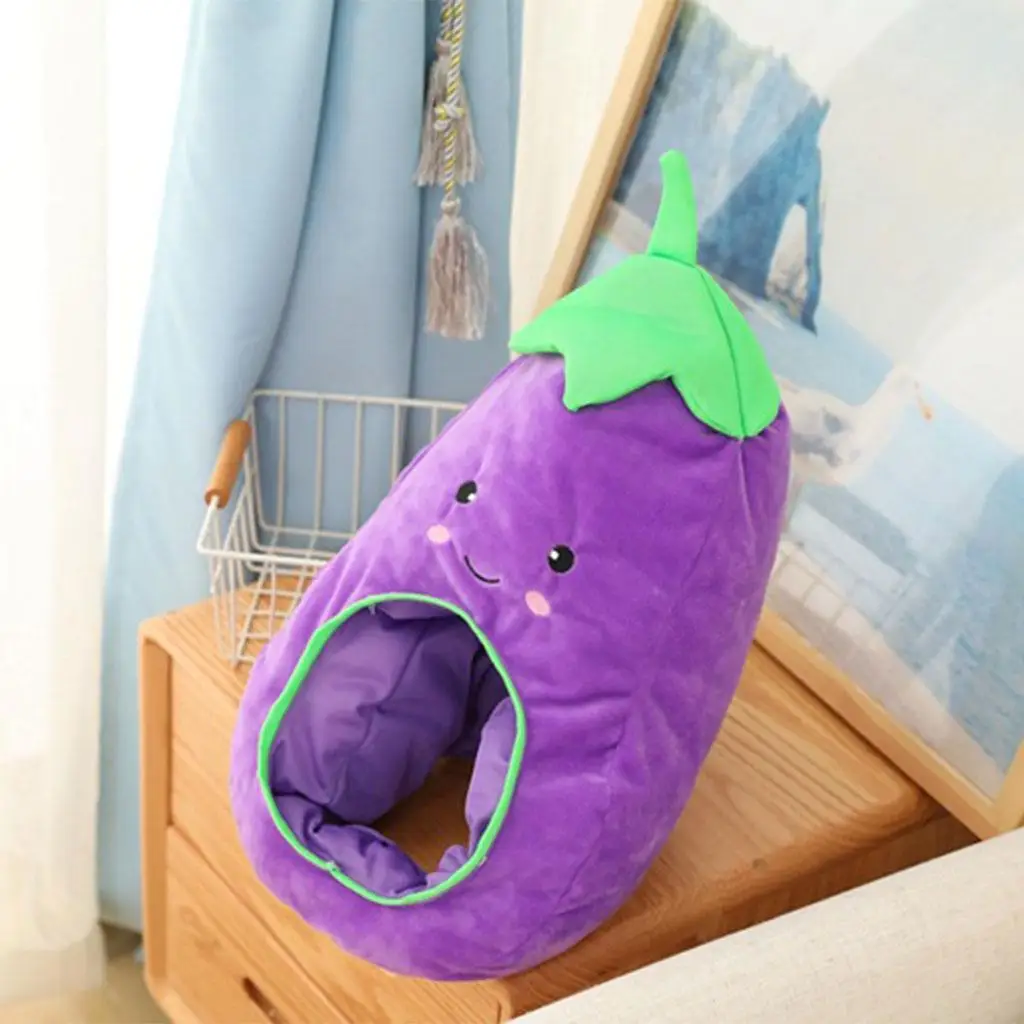 Cute Eggplant Party Hood Hat Plush Headgear Costume Headdress Selfie Head Dressing Hat Novelty Beanie Adult Kids