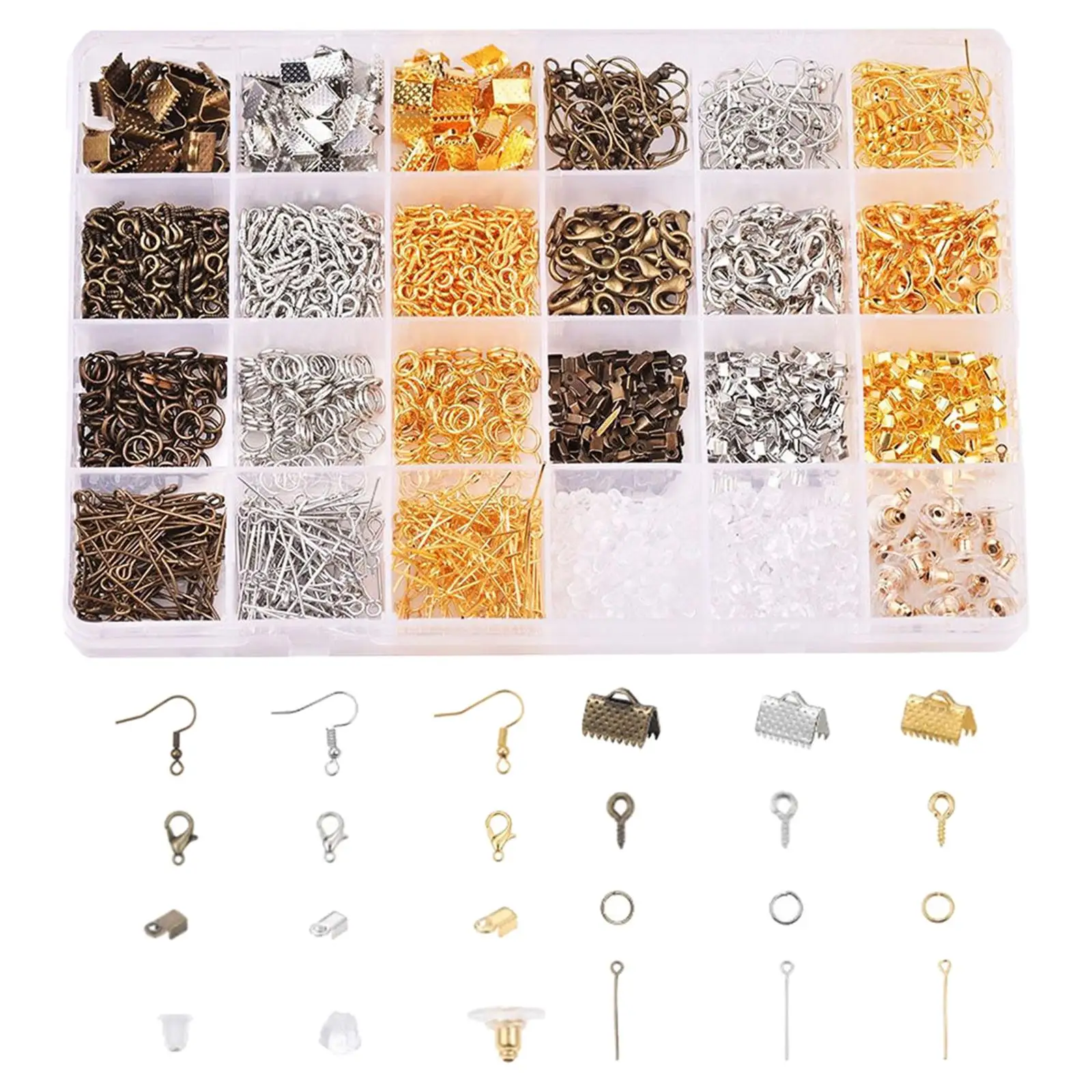 1700x Earring Making Supplies Kit Eye Pins Earring Hooks Earring Finding for Necklace Handmade Crafts Jewelry Making Repair