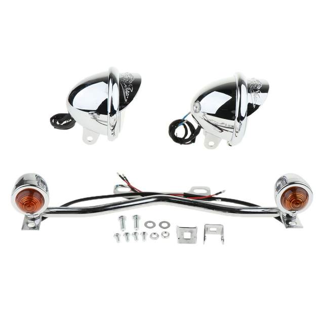 Perfeclan Chrome Motorcycle Driving Lamp Spot Fog Turn Signal Light Bracket for