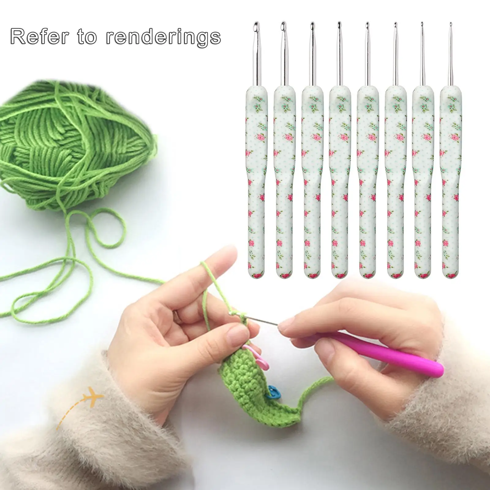 Crochet Hooks Set,8 Pcs 2.5mm-6.5mm  Handles,Smooth Knitting  Kit, Colorful Knit  Weave Yarn Set, for Women
