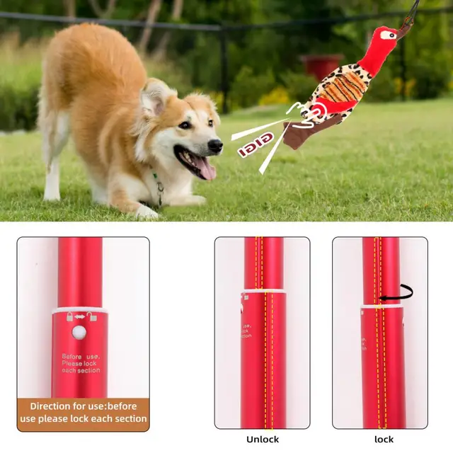 Dog Outdoor Toy Extendable Teaser Wand Outside Interactive Fun