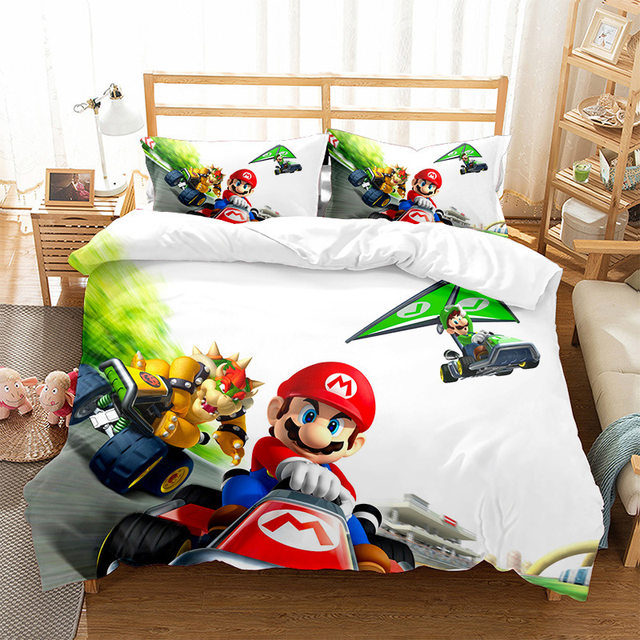 Sm27 3d Super Mario 2/3pcs Literie Set Couette Couette Couette Housse Oreiller  Enfant Cadeau