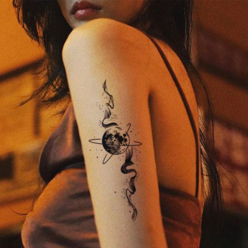 Kräuter saft Smog Mond temporäre Tattoos für Frauen Mann Arm Punk wasserdichte Tattoo Aufkleber Kunst dauerhafte Planet gefälschte Tätowierung – Detail 5