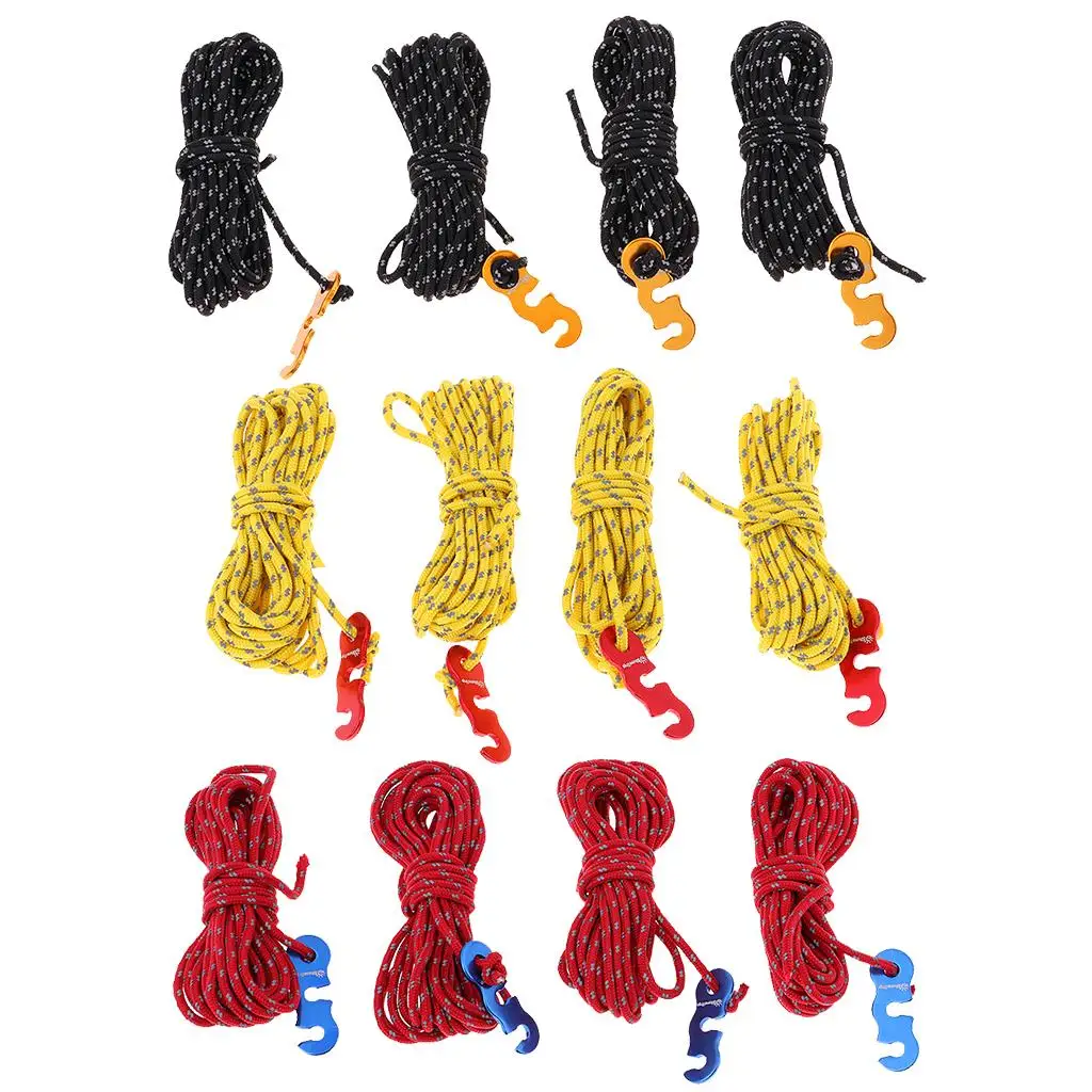 Prettyia 4 Pcs Reflective Camping Tent   Rope Guy Line Cord 