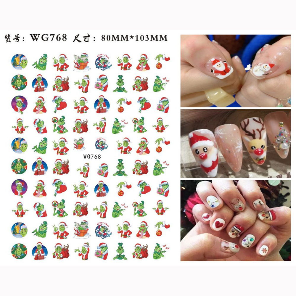 Best of 10PCS Christmas Disney Nail Art Decal Green Skin Monster Text Mickey Nail Deco Art Decal 3D Back Glue Party Green Nail Slider Reviews & Tips