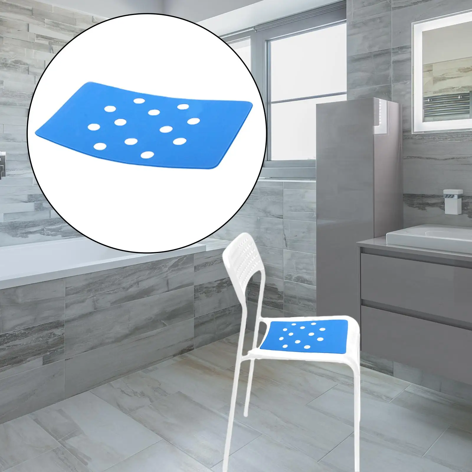 Bath Shower Stool Seat   Accessories Fit Bath Bench EVA Foam  for Elderly Senior 13.8x9.5 Inches -Blue