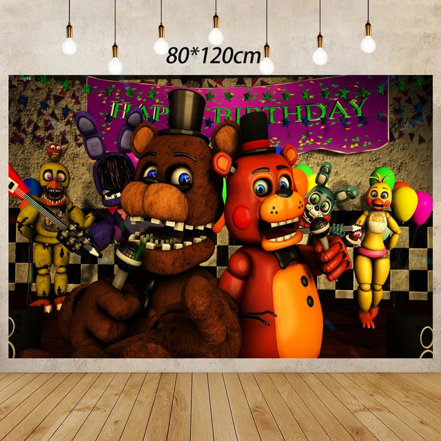 Five Night Happy Birthday Party Decorations Game Banner Cake Topper FNAF  Glamrock Latex Balloons Freddy Fazbear Party Supplies - AliExpress