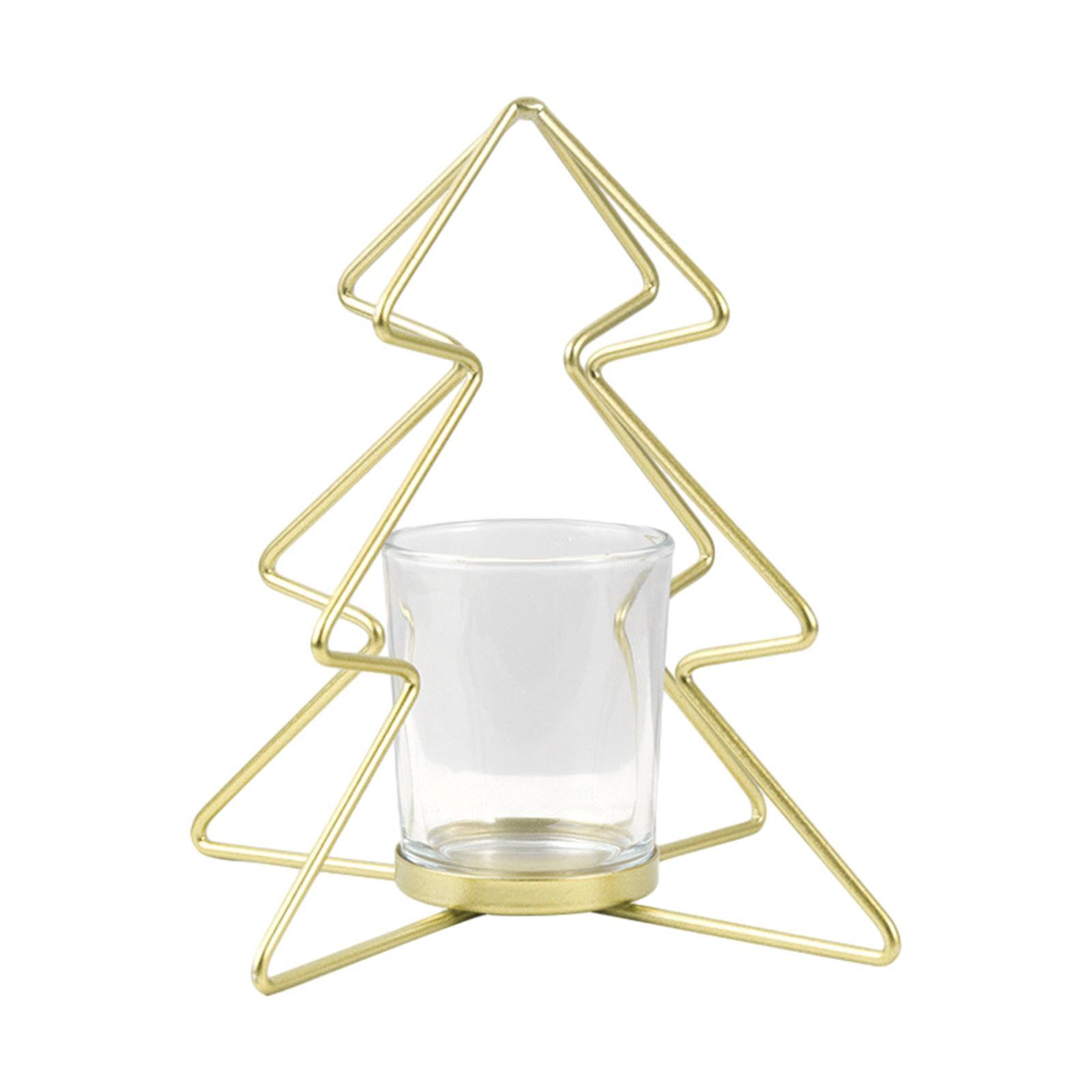 Xmas Tea Light Candle Holders Simple Metal Xmas Tree Table Candle Holder for Home Fireplace Holiday Festivals Dining Room