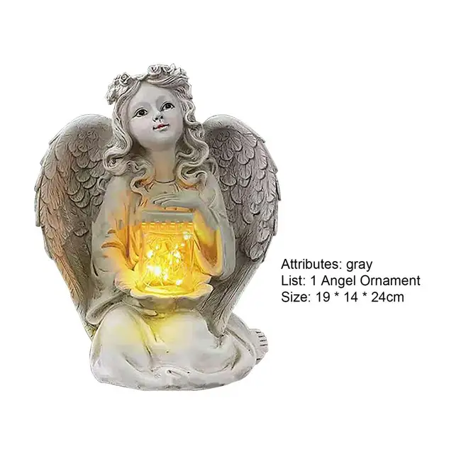 Guardian Angel Statue, Solar Resin Angel, Angel Decoration