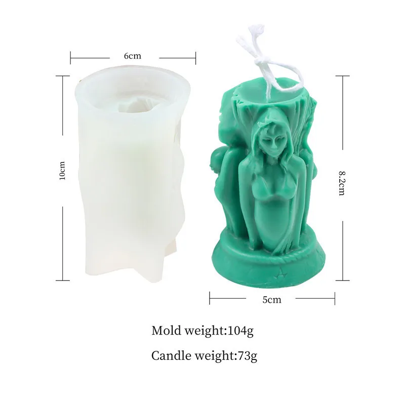 Description Picture 4 of itemThree-faced Goddess Candle Silicone Mold DIY Skull Witch Candle Making Kit  Soap Caly Resin Cake Mold Gifts Craft Supplies