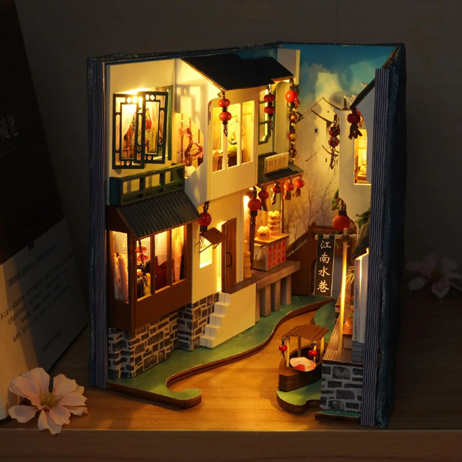 3D LED Light Wooden Miniature Dollhouse Kit for Christmas Gifts