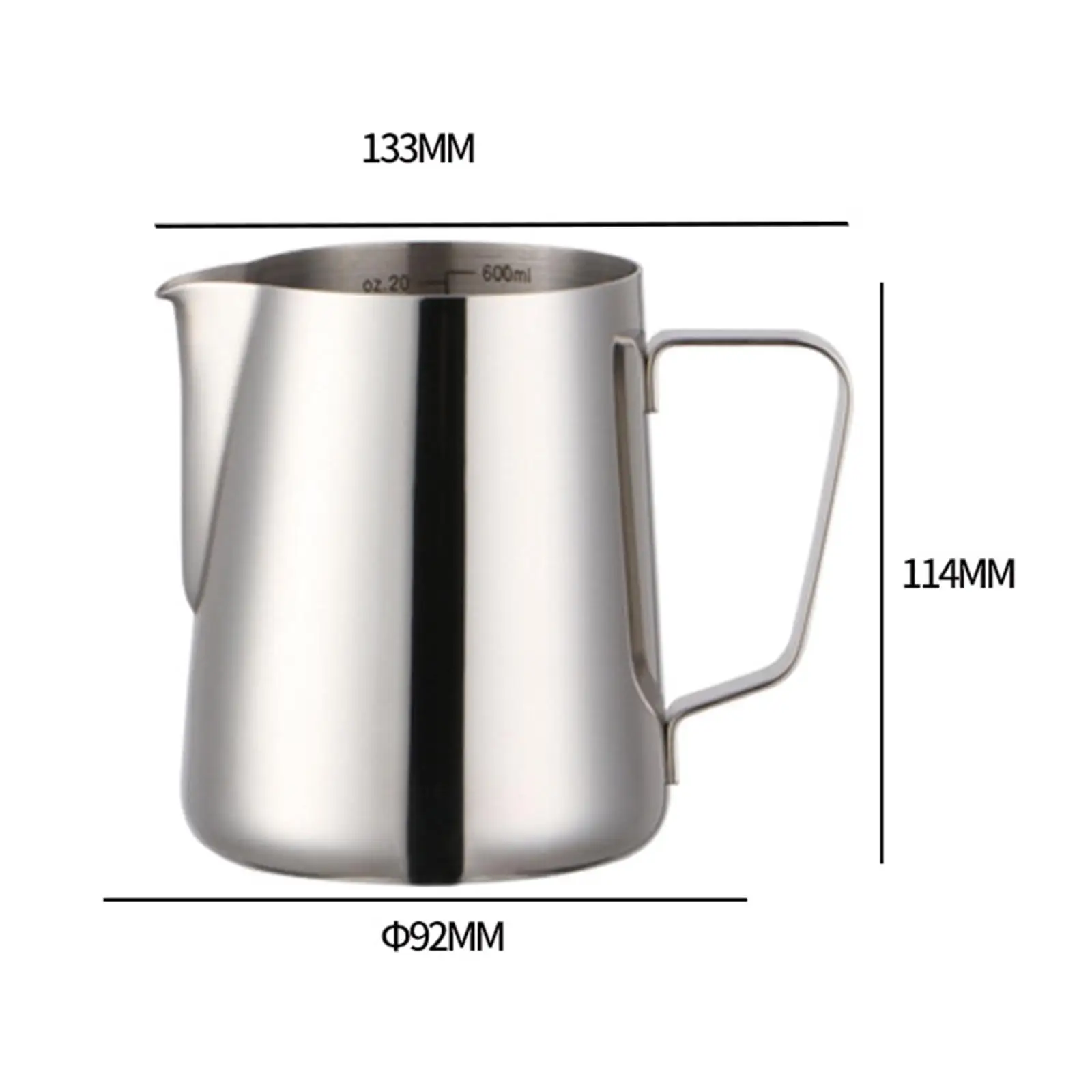 600ml Milk Frothing Pitcher Espresso Machine Accessories Milk Jug Cup for Cappuccino