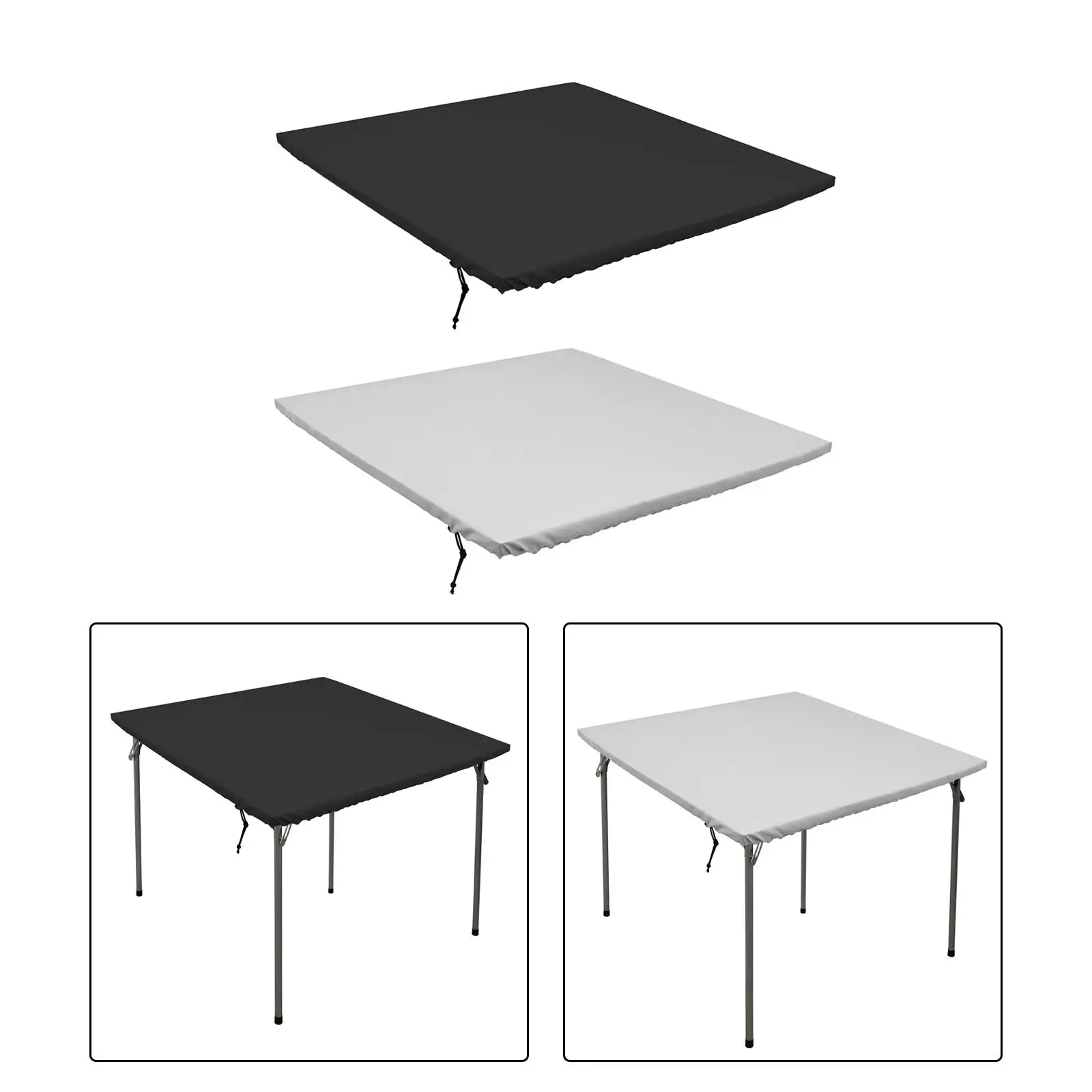 90Cmx90cm Square Fitted Table Cover Washable Polyester Stretchable Table Tablecloth for Dinner Indoor Home Banquet Outdoor