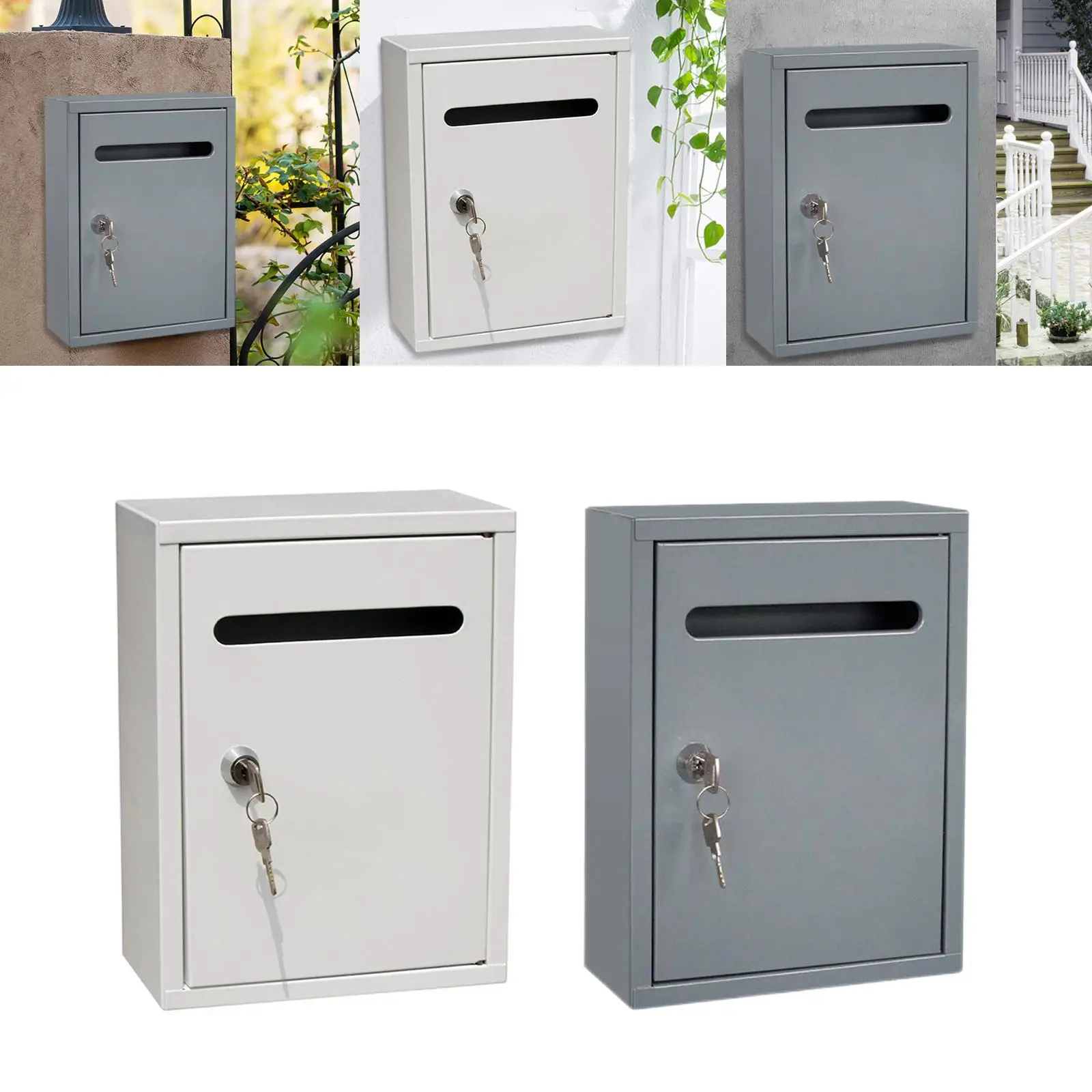 Mailbox Key Lock Wall Mounted Drop Box Heavy Duty Collection Boxes Letterbox