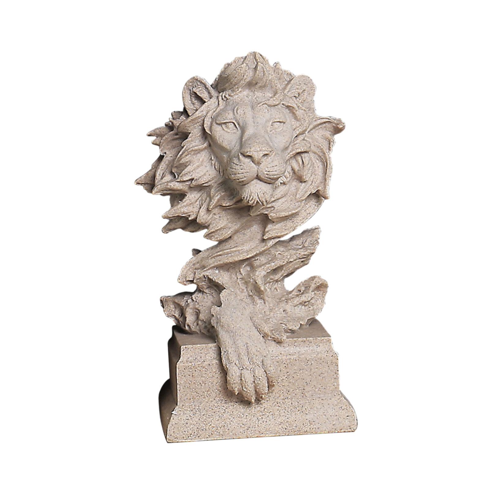 Lion Head Statue Desk Feng Shui Ornament for Table*Decor Indoor Bedroom