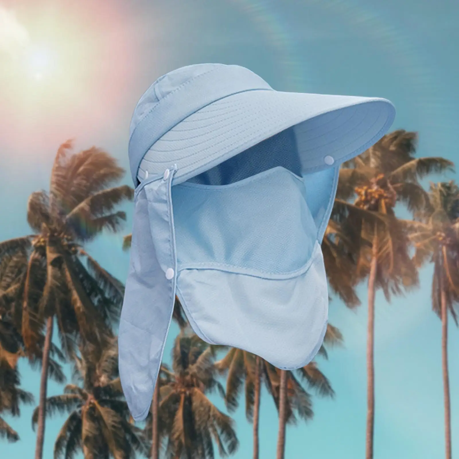 Sun Protection Face Covering with Detachable Neck Flap Cover Foldable Sunshade