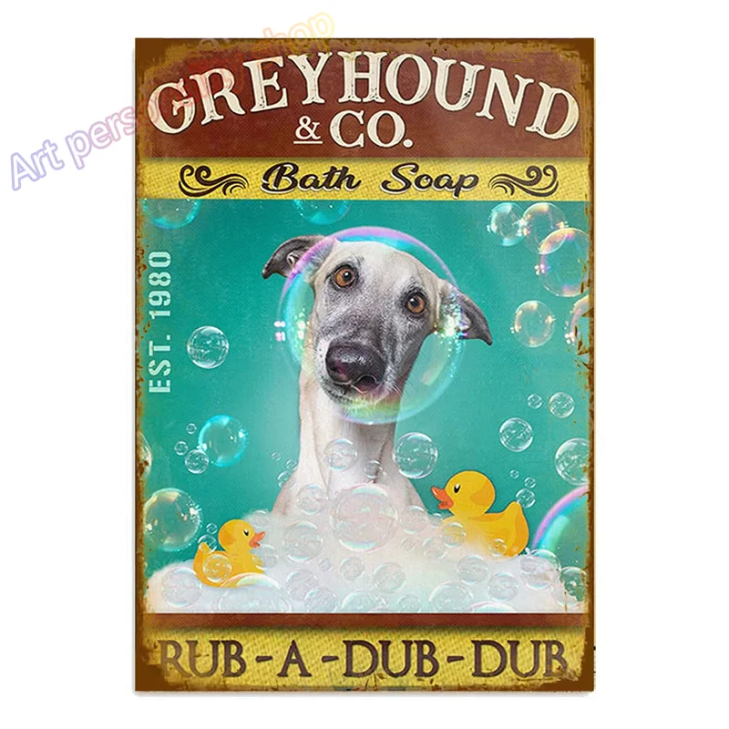 Cream Greyhound Dog Breed 15 x 20 cm metal sign plaque Wall Decor Garden Bar 