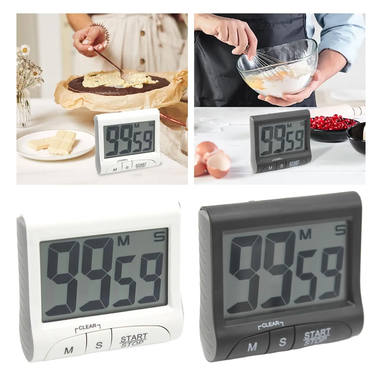 Digital Kitchen Timer Large LCD Display Loud Beeper Electronic Timer Cooking Timer for Game Baking Classroom Teaching Exercising