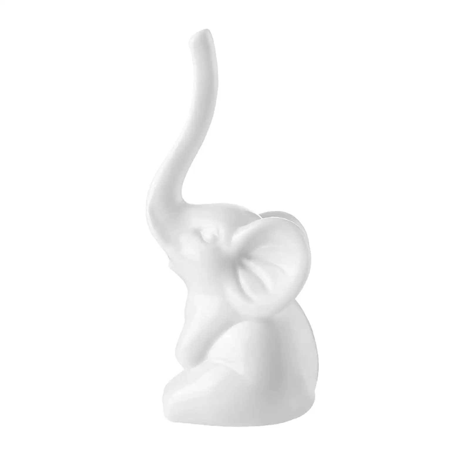 Porcelain Elephant Statue Ring Holder Small and Cute Multipurpose Adorable Height 4.72inch for Dressing Table Lightweight